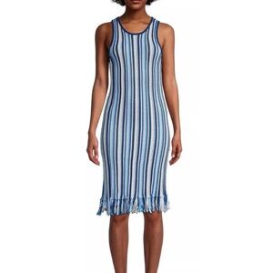 White + Warren Mercerized Cotton Fringe Dress